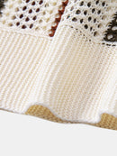 Polo de crochet a rayas con cuello de pico