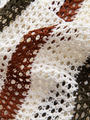 Polo de crochet a rayas con cuello de pico