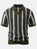 Polo de crochet a rayas con cuello de pico