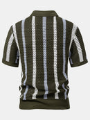 Polo de crochet a rayas con cuello de pico