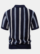 Polo de crochet a rayas con cuello de pico