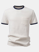 Camiseta Waffle de Contraste con Bolsillo