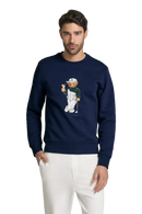 Suéter Polo azul con estampado